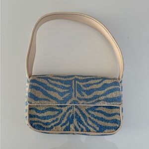 Staud Tommy Beaded Bag Light Blue Cream